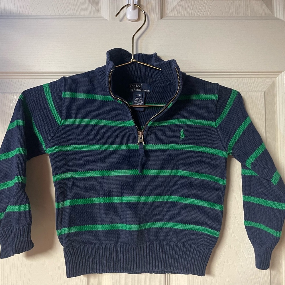 Ralph Lauren Blue and Green Striped Sweater